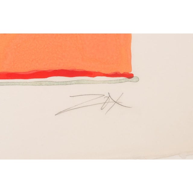 Contemporary Larry Zox Abstract Composition in Salmon Pochoir For Sale - Image 3 of 5