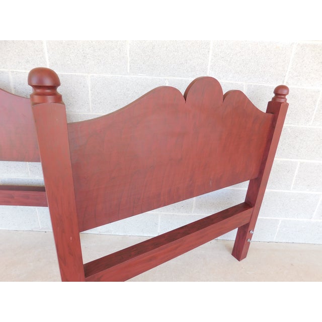 Custom Shaker Primitive Style Peter Deen Hand Painted Twin Headboards Solid Wood, Raised Grain Pattern - Cranberry Painted...