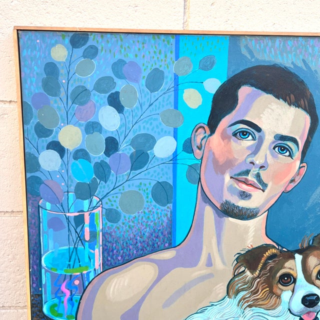 A luminescent acrylic on canvas of a man and (presumably his dog named) "Mr. Chips" by the master illustrator Richard...