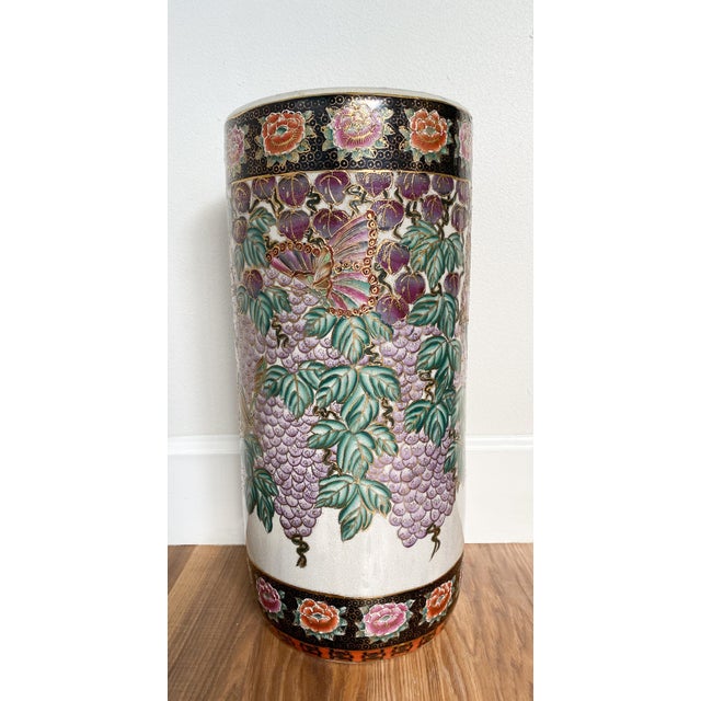 20th Century Chinese Wisteria and Butterfly Purple and Green Floral