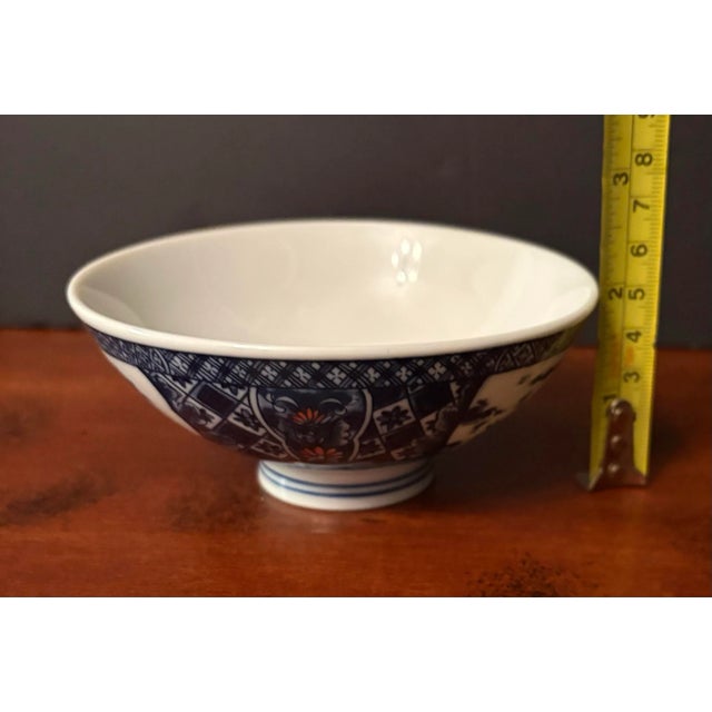 Set of 4 Aritaware Japanese Blue & White Porcelain Rice Bowls With Landscape Motifs, Mid-20th Century For Sale In Indianapolis - Image 6 of 10