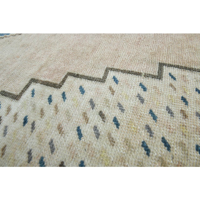 Textile 1970s Vintage Turkish Handmade Wool Cotton Blue Area Rug For Sale - Image 7 of 11