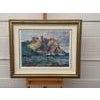 Medieval Castle on a Cliff by the Sea on North Coast of Ireland by 20th Century Irish Artist, John Wright. An...