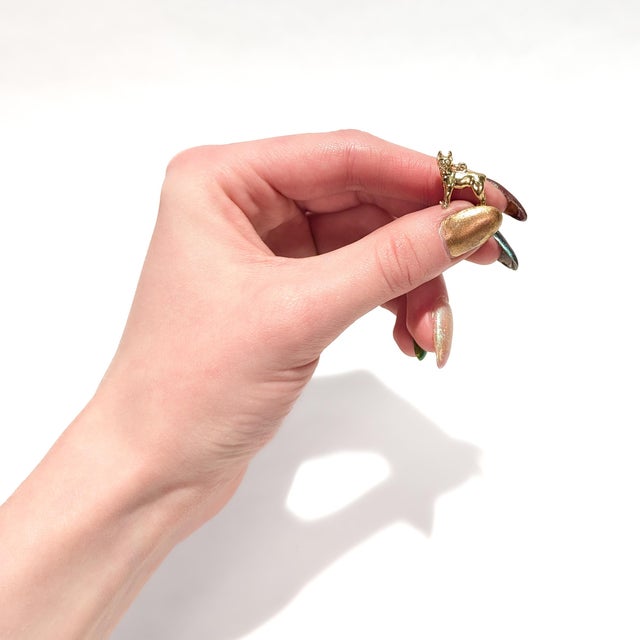 Mid-Century Modern Vintage 14k Gold Figural Boxer Dog Charm For Sale - Image 3 of 11