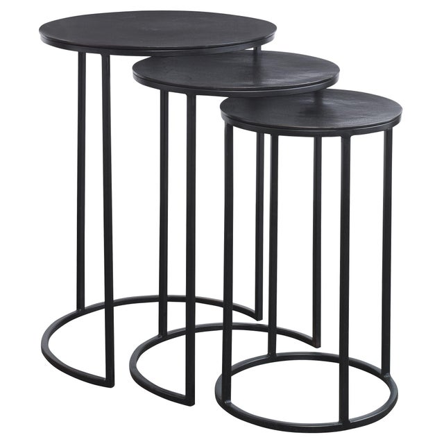 Black Iron Round Nesting Tables - Set of 3 | Chairish