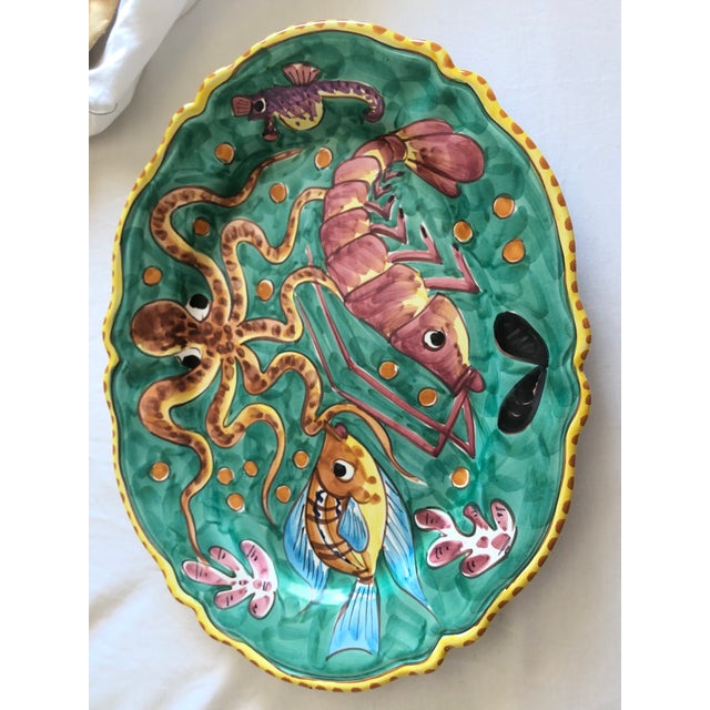 Vintage Mid Century Pascal Ravello Italian Hand Painted Lobster Seafood Platter For Sale In West Palm - Image 6 of 8