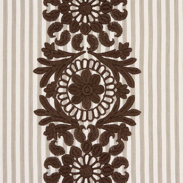 Traditional Sample - Schumacher Joelle Stripe Fabric, Chocolate For Sale - Image 3 of 4
