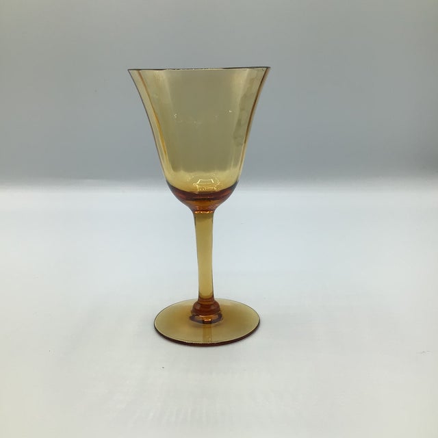 1950s Vintage Amber Crystal Port Glasses - Set of 7 For Sale - Image 5 of 12