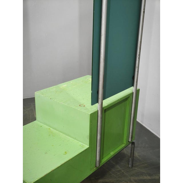 Bauhaus Czech Green Vanity Table with Mirror and Chrome Frame, 1930 For Sale - Image 4 of 18
