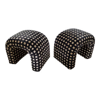Karl Springer Style Postmodern Waterfall Ottomans - a Pair For Sale