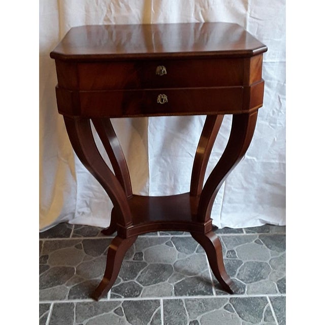 Antique German Biedermeier Sewing Table in Mahogany, 1830s For Sale - Image 14 of 14