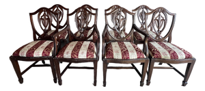 Set of 8 Late 20th Century Carved Mahogany Hepplewhite Chairs in Need of Restoration