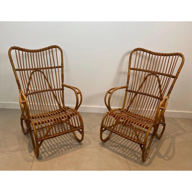 1950 Design/one High Rattan Armchairs - A Pair For Sale - Image 12 of 12