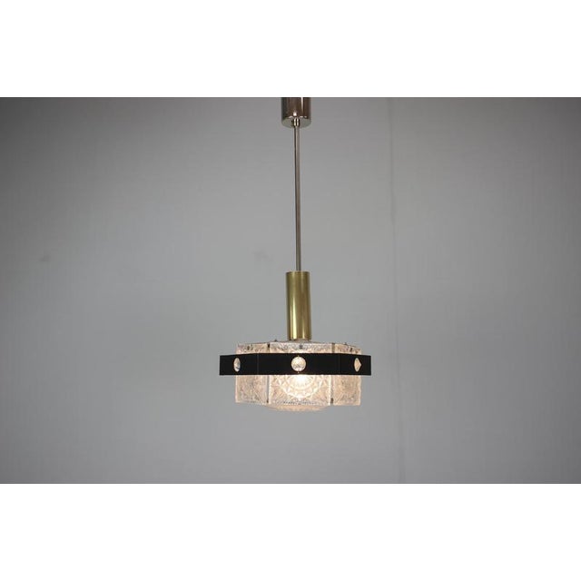 Czechoslovak Cut Glass and Chrome Pendant Light from Kamenický Šenov, 1970s For Sale - Image 11 of 14