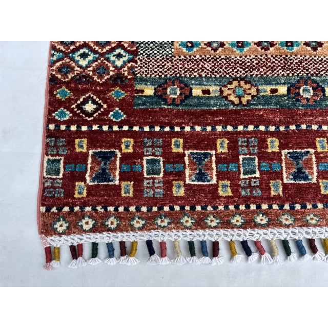 Hand-Knotted Khorjin Pictorial Gabbeh Runner With Horsemen, 2'11" X 9'5" For Sale - Image 9 of 12