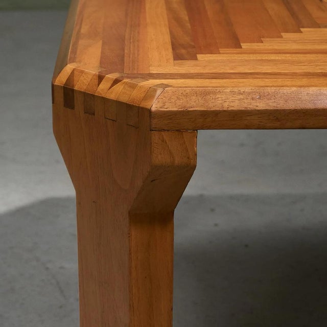 Brown Coffee Table in Italian Walnut with Geometric Inlayed Pattern For Sale - Image 8 of 9