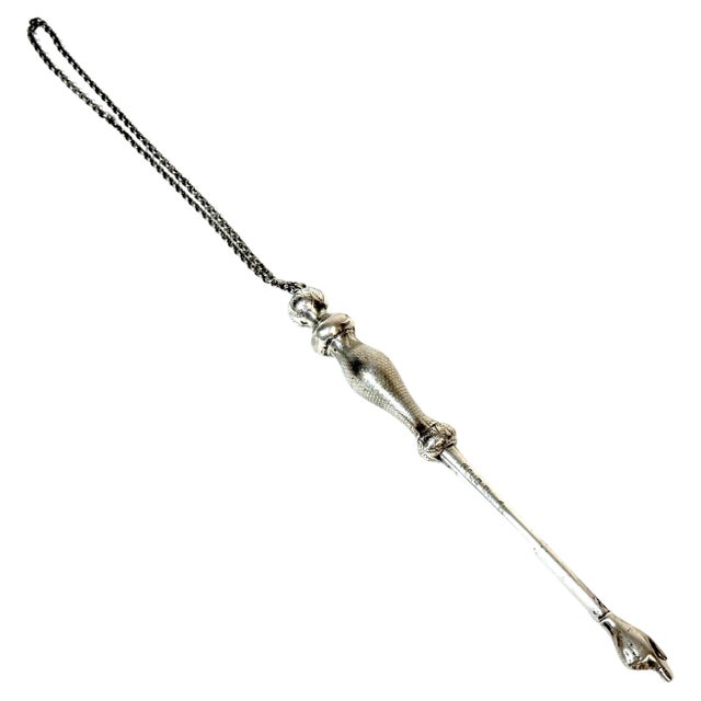 Silver Eastern European Silver Torah Pointer (Yad) with Hebrew Inscription, 1880-1920 For Sale - Image 8 of 18