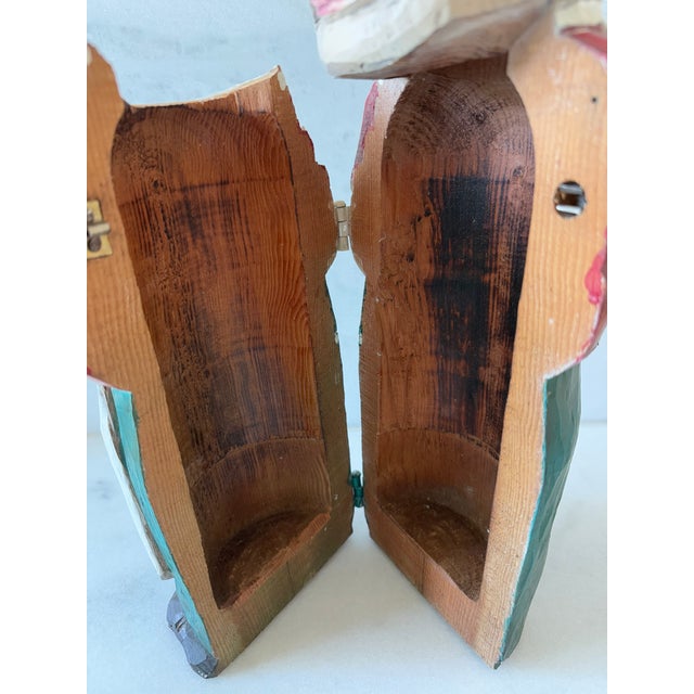 Vintage Hand Carved Wood Italian Chef Wine Bottle Holder For Sale - Image 11 of 12