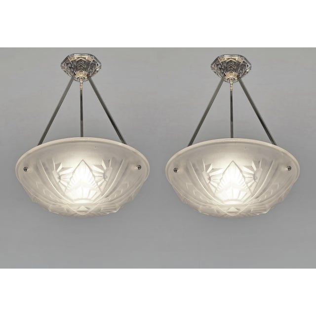French Art Deco Pendant Light by Mouynet & Degue 1930 France - 2 Available For Sale - Image 10 of 10