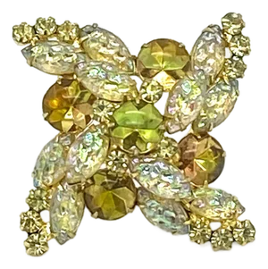Vintage Juliana Lemon/Yellow Molded Stones Brooch