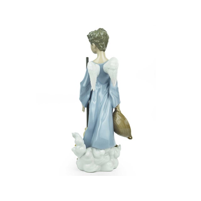Figurative 1990's Handmade Autumn Sweeper Angel With Broom and Basket Lladro Porcelain Figurine Spain For Sale - Image 3 of 7