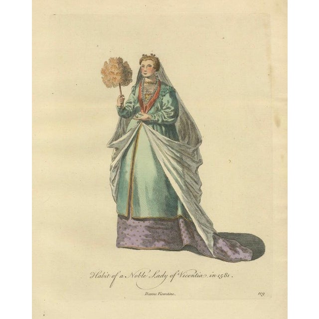 European School, Italian Noble Lady Costume Print, Vicenza Fashion, 1749, Paper For Sale - Image 9 of 9