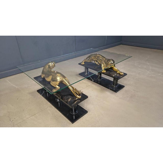 Brass and Marble Jaguar Coffee Table, 1970s For Sale - Image 6 of 12