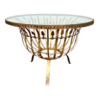 Mid 20th Century Petite Spanish Gilt Coffee Table With Glass Top For Sale