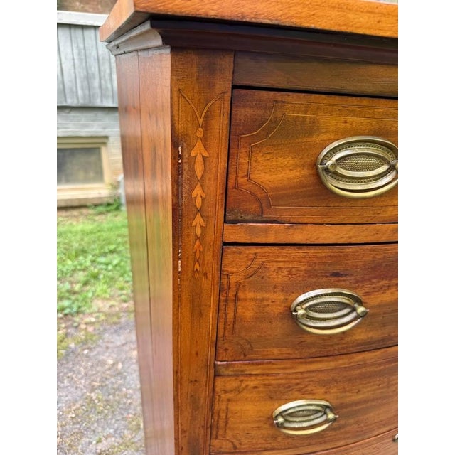 Brown Early 20th Century Regency Style Tall Boy Bow Front Chest of Drawers For Sale - Image 8 of 14