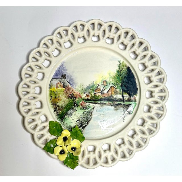 Ceramic English Traditional Cottage Hand Painted Decorative Plates, Set of 4 For Sale - Image 7 of 12