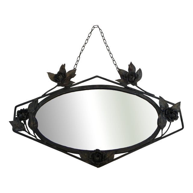 Art Deco Mirror with Steel Frame, 1930s For Sale