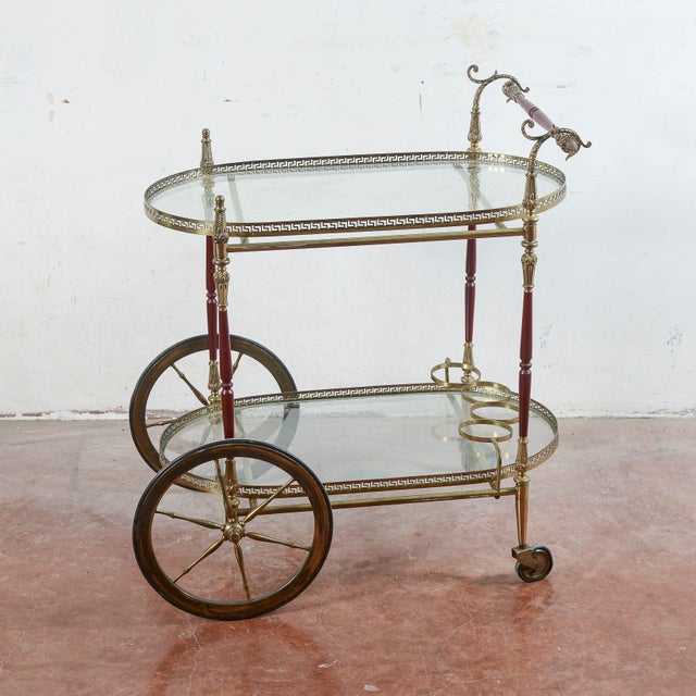 This elegant serving trolley reflects the sophisticated taste of mid-twentieth-century vintage design. Ideal as a bar or...