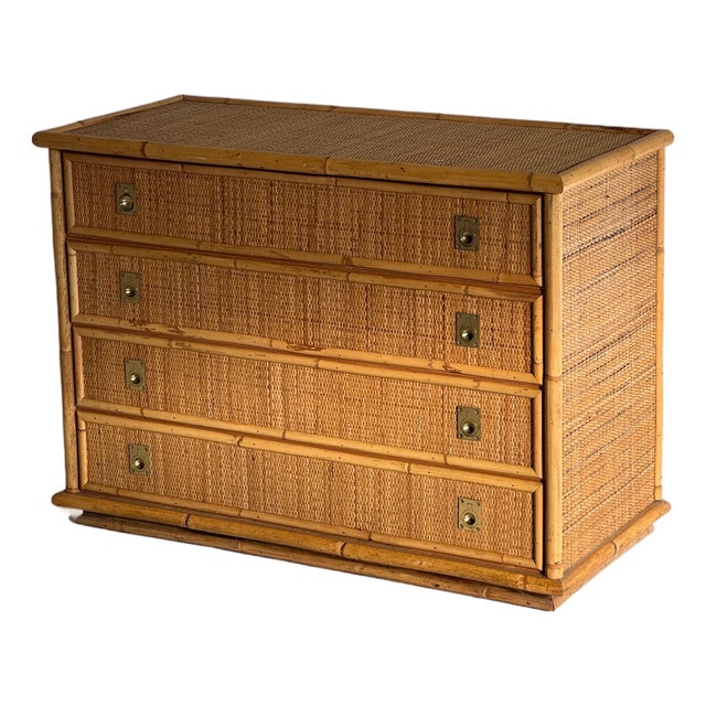 Vintage Rattan Chest of Drawers from Dal Vera, 1970s For Sale