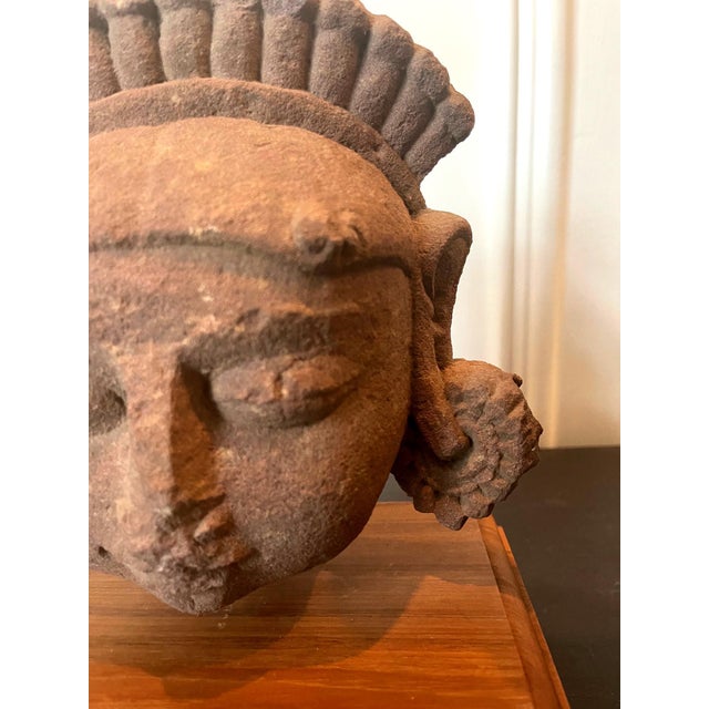 Collection of Three Indian Sandstone Carved Heads of Deities For Sale - Image 14 of 18