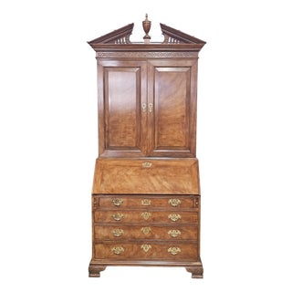 Late 20th Century Baker Historic Charleston Chippendale Mahogany Secretary Desk With Bookcase For Sale