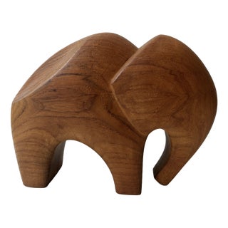 Large Carved Wooden Elephant Sculpture, 1960s For Sale