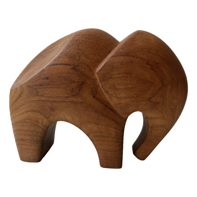 Large Carved Wooden Elephant Sculpture, 1960s For Sale