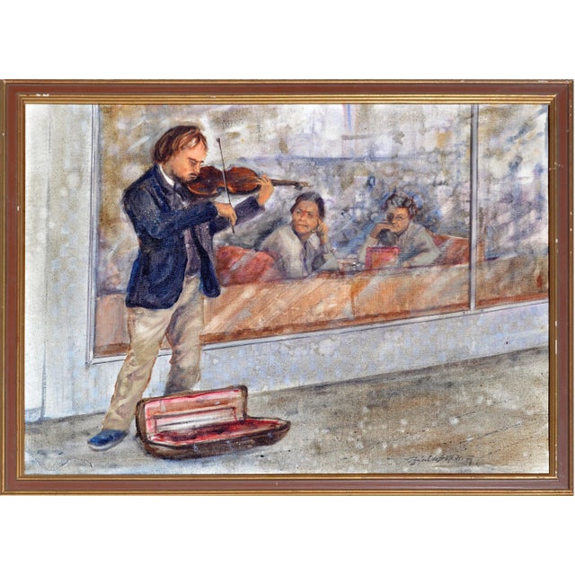 Street Violinist Figurative by Rafael DeSota For Sale In Monterey, CA - Image 6 of 6