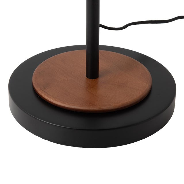 Linen Roswell Torchiere Floor Lamp - Matte Black, Walnut, Washi Linen Shade, Black Marble Base, Dimmer Switch For Sale - Image 8 of 16