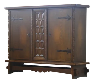 Baroque Brutalist Style Carved Oak Cabinet, 1960s