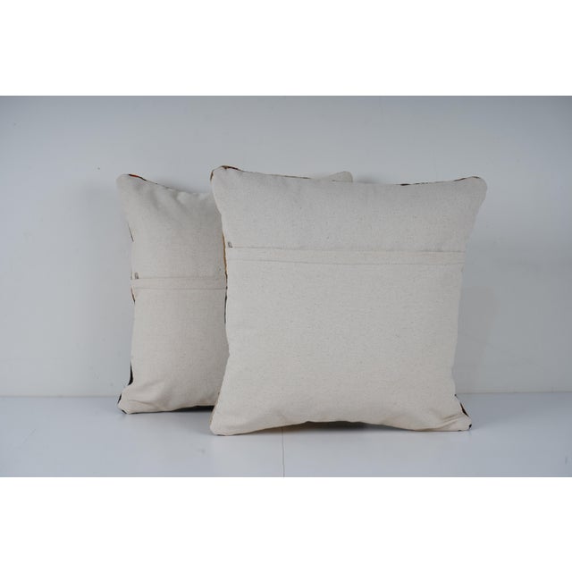 Turkish Patchwork Kilim Pillow Cover - A Pair For Sale - Image 4 of 4