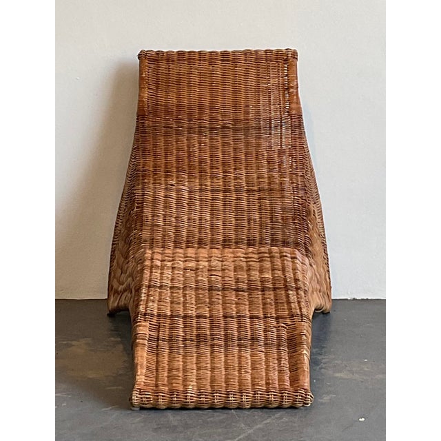 Vintage Woven Rattan Ikea Chaise Lounge For Sale In West Palm - Image 6 of 12
