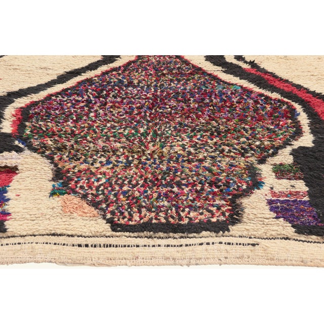 Berber Tribes of Morocco Vintage Azilal Boucherouite Moroccan Rug, 04'04 X 06'03 For Sale - Image 4 of 10