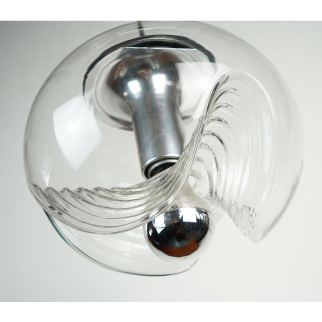Metal Mid-Century Wave Pendant Lamp in Clear Glass and Chrome from Peill & Putzler, 1960s For Sale - Image 7 of 12