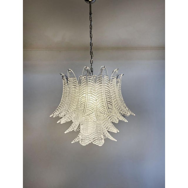 Italian Murano Trasparent Felci Glass Chandelier, 1990 For Sale - Image 4 of 18