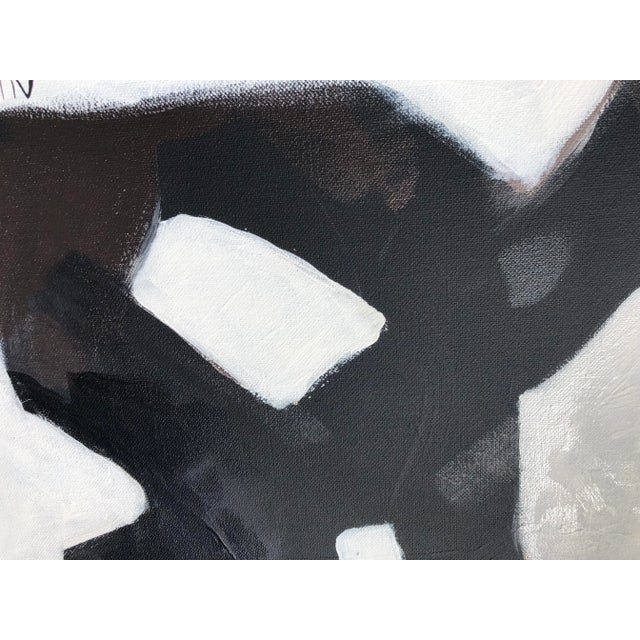 Abstract “Abstract Composition in Black and White 3”, Original Contemporary Acrylic Painting on Canvas by CL Auker For Sale - Image 3 of 8