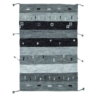 Contemporary Light and Dark Gray Flat-Weave Wool Rug by Doris Leslie Blau For Sale