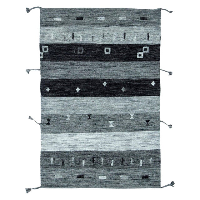 Contemporary Light and Dark Gray Flat-Weave Wool Rug by Doris Leslie Blau For Sale