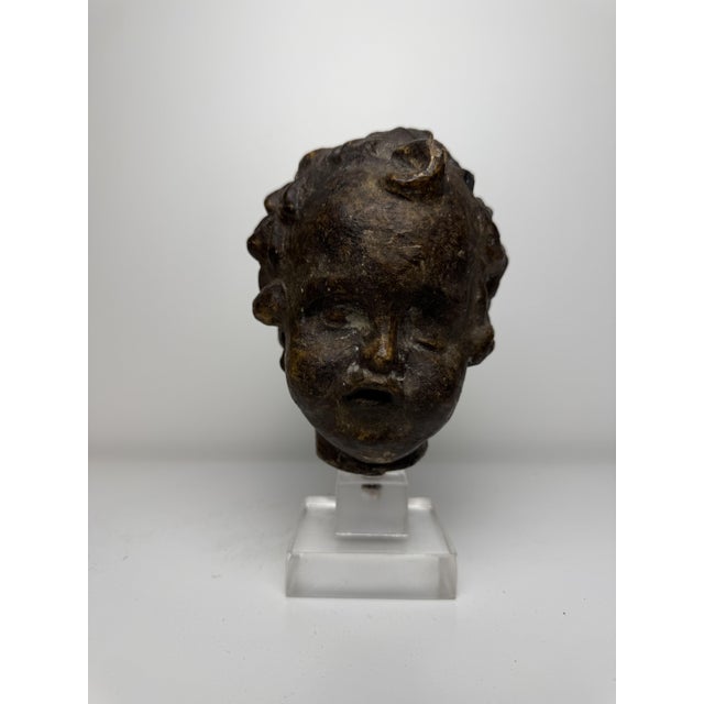 Tuscan Artist, Sculpture Depicting a Cherub's Head, 1500, Terracotta For Sale - Image 12 of 17