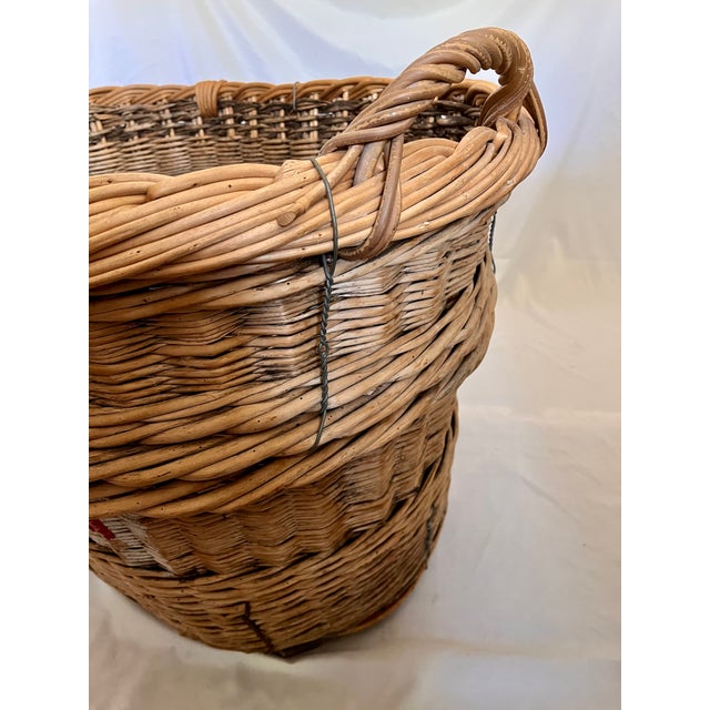 Large Antique French Wicker Champagne Harvest Basket For Sale - Image 4 of 18